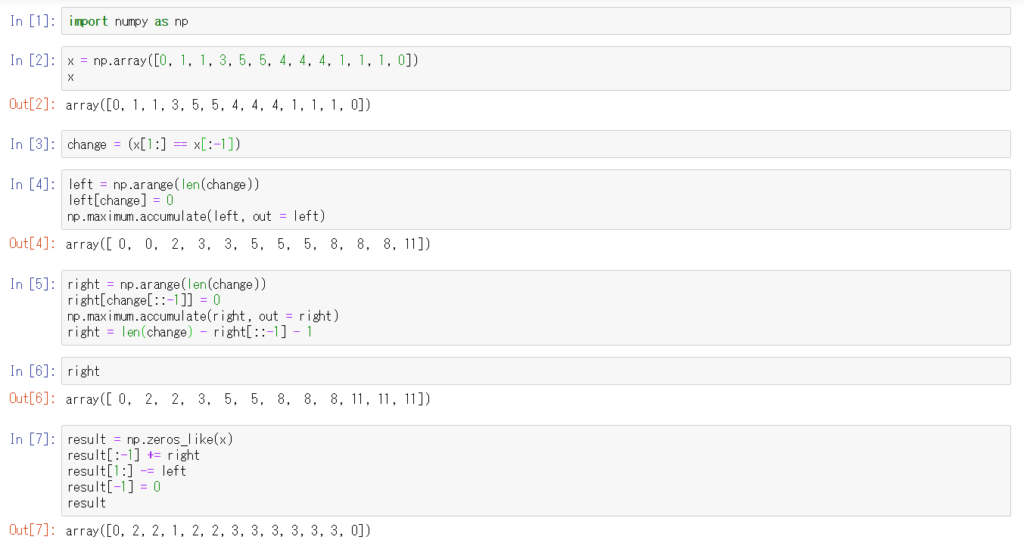 Numpy 連続同一値の数え上げ Atcoder Abc 129 D Maspyのhp